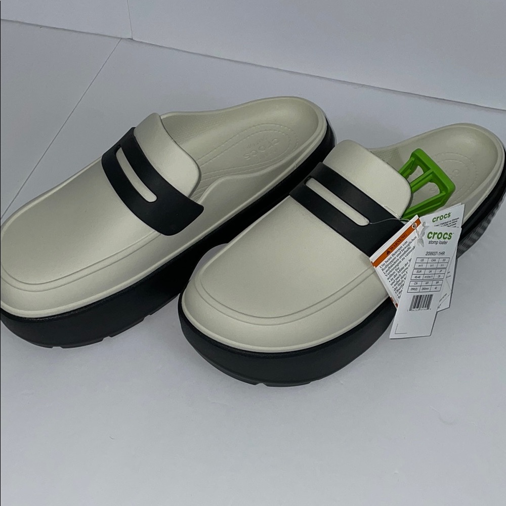 CROCS “STOMP” loafer Black and White Slip-On Clogs